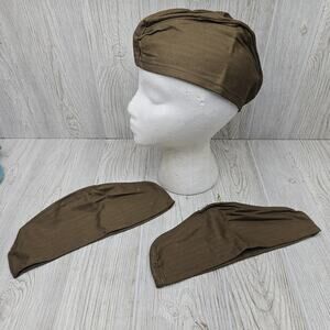 Vintage 3 Russian Overseas Cap 59 Brown Military Uniform Beret 3caps